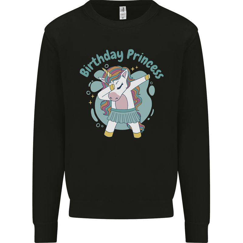 Unicorn Birthday Princess 4th 5th 6th 7th 8th Mens Sweatshirt Jumper Black