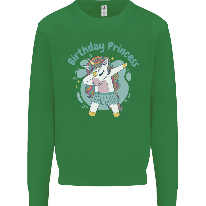 Unicorn Birthday Princess 4th 5th 6th 7th 8th Mens Sweatshirt Jumper Irish Green