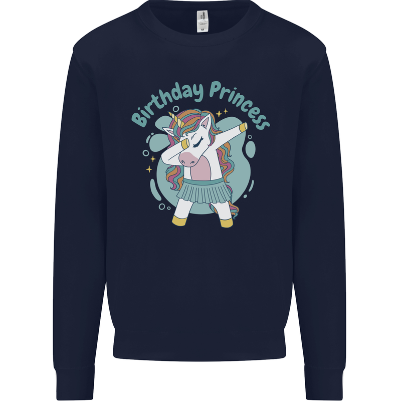 Unicorn Birthday Princess 4th 5th 6th 7th 8th Mens Sweatshirt Jumper Navy Blue