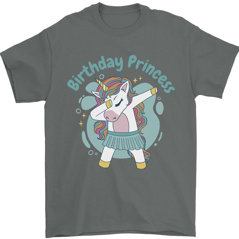 Unicorn Birthday Princess 4th 5th 6th 7th 8th Mens T-Shirt 100% Cotton Charcoal