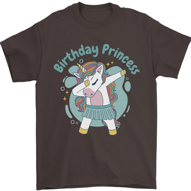 Unicorn Birthday Princess 4th 5th 6th 7th 8th Mens T-Shirt 100% Cotton Dark Chocolate