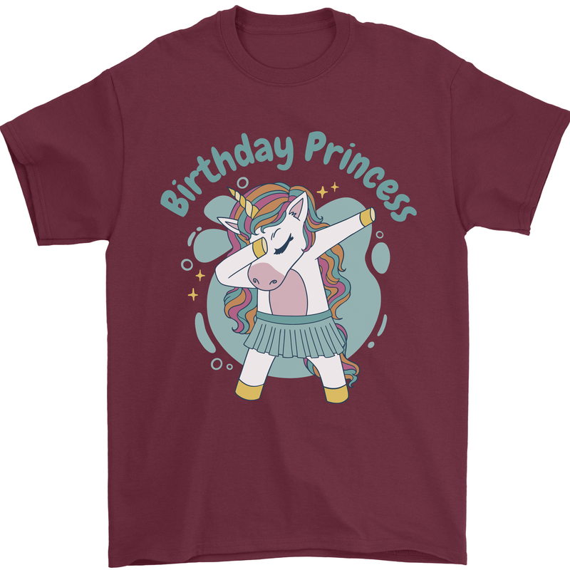 Unicorn Birthday Princess 4th 5th 6th 7th 8th Mens T-Shirt 100% Cotton Maroon