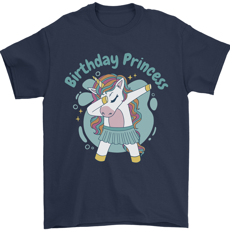 Unicorn Birthday Princess 4th 5th 6th 7th 8th Mens T-Shirt 100% Cotton Navy Blue