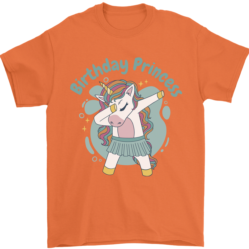 Unicorn Birthday Princess 4th 5th 6th 7th 8th Mens T-Shirt 100% Cotton Orange