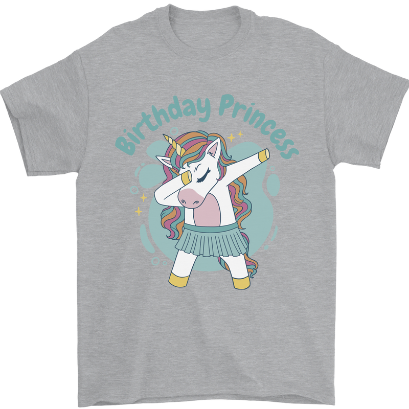 Unicorn Birthday Princess 4th 5th 6th 7th 8th Mens T-Shirt 100% Cotton Sports Grey