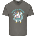 Unicorn Birthday Princess 4th 5th 6th 7th 8th Mens V-Neck Cotton T-Shirt Charcoal
