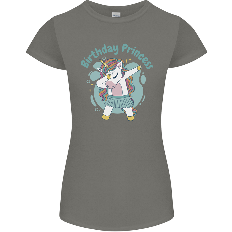 Unicorn Birthday Princess 4th 5th 6th 7th 8th Womens Petite Cut T-Shirt Charcoal