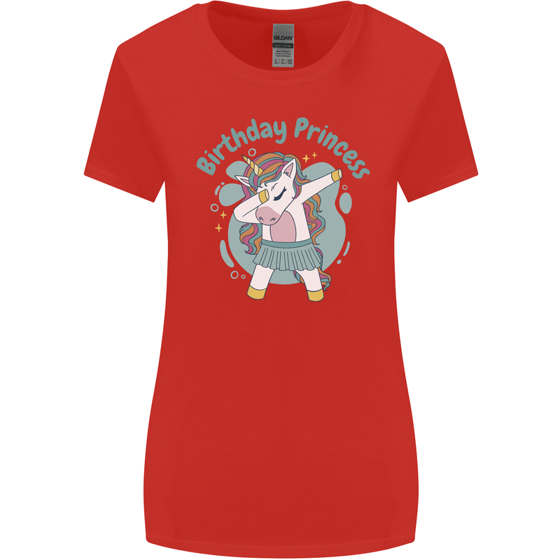 Unicorn Birthday Princess 4th 5th 6th 7th 8th Womens Wider Cut T-Shirt Red