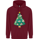 Unicorn Christmas Tree Xmas Mens 80% Cotton Hoodie Maroon