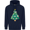 Unicorn Christmas Tree Xmas Mens 80% Cotton Hoodie Navy Blue