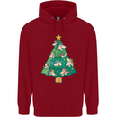 Unicorn Christmas Tree Xmas Mens 80% Cotton Hoodie Red