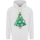Unicorn Christmas Tree Xmas Mens 80% Cotton Hoodie White