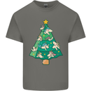 Unicorn Christmas Tree Xmas Mens Cotton T-Shirt Tee Top Charcoal