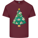 Unicorn Christmas Tree Xmas Mens Cotton T-Shirt Tee Top Maroon