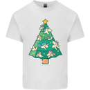 Unicorn Christmas Tree Xmas Mens Cotton T-Shirt Tee Top White