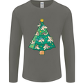 Unicorn Christmas Tree Xmas Mens Long Sleeve T-Shirt Charcoal