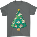 Unicorn Christmas Tree Xmas Mens T-Shirt 100% Cotton Charcoal
