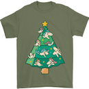 Unicorn Christmas Tree Xmas Mens T-Shirt 100% Cotton Military Green