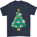 Unicorn Christmas Tree Xmas Mens T-Shirt 100% Cotton Navy Blue