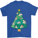 Unicorn Christmas Tree Xmas Mens T-Shirt 100% Cotton Royal Blue