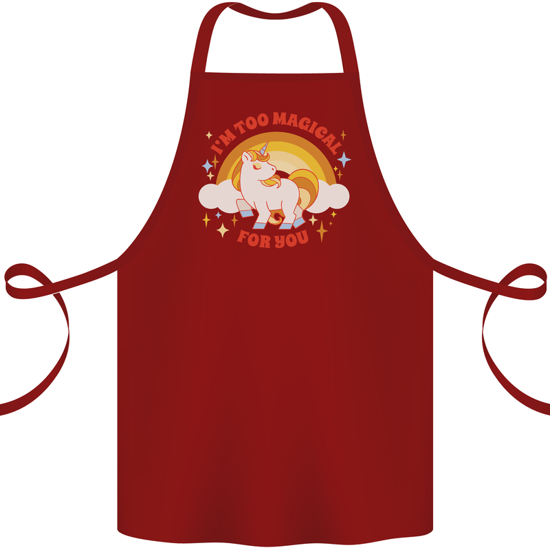 Unicorn Im Too Magical For You Cotton Apron 100% Organic Maroon