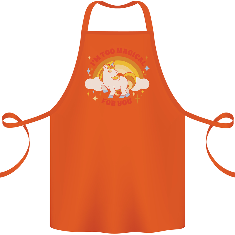 Unicorn Im Too Magical For You Cotton Apron 100% Organic Orange