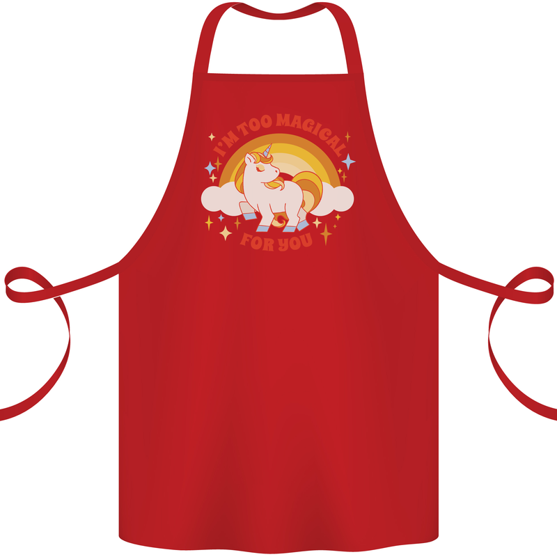 Unicorn Im Too Magical For You Cotton Apron 100% Organic Red