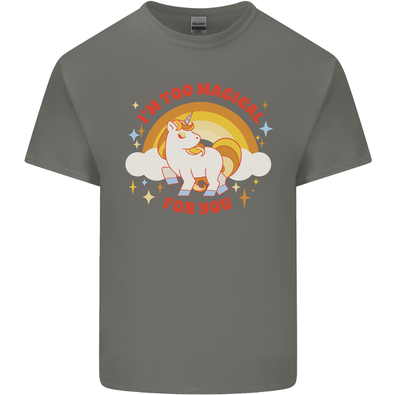 Unicorn Im Too Magical For You Kids T-Shirt Childrens Charcoal
