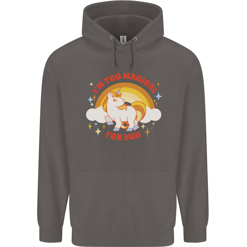 Unicorn Im Too Magical For You Mens 80% Cotton Hoodie Charcoal