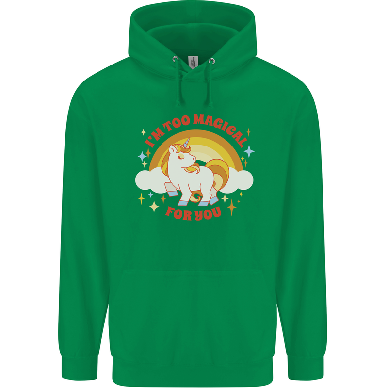 Unicorn Im Too Magical For You Mens 80% Cotton Hoodie Irish Green