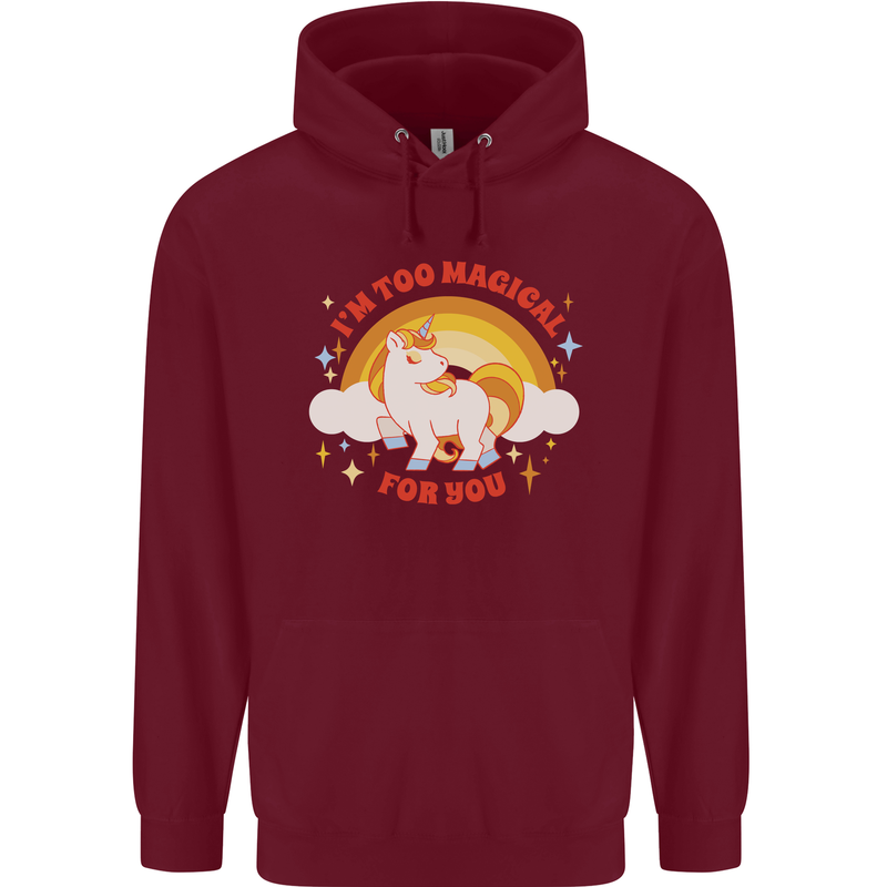 Unicorn Im Too Magical For You Mens 80% Cotton Hoodie Maroon