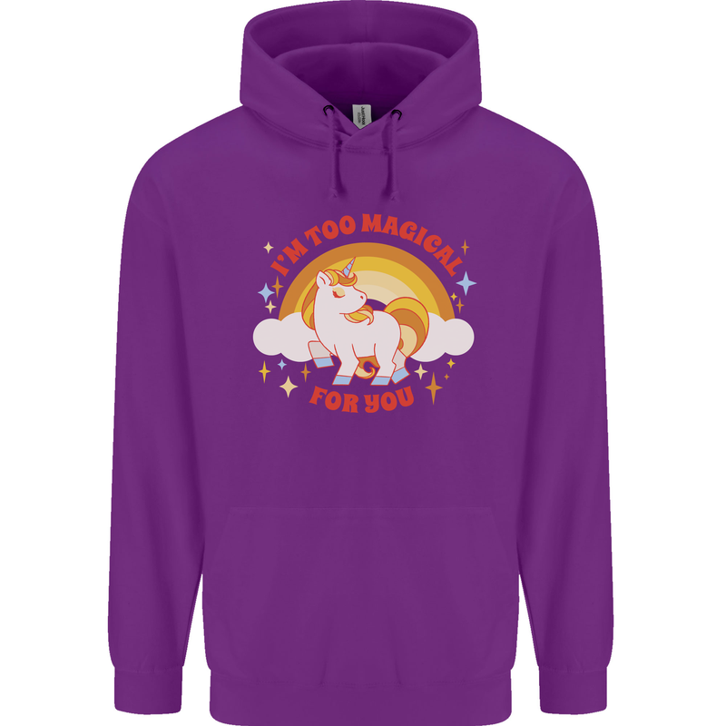 Unicorn Im Too Magical For You Mens 80% Cotton Hoodie Purple