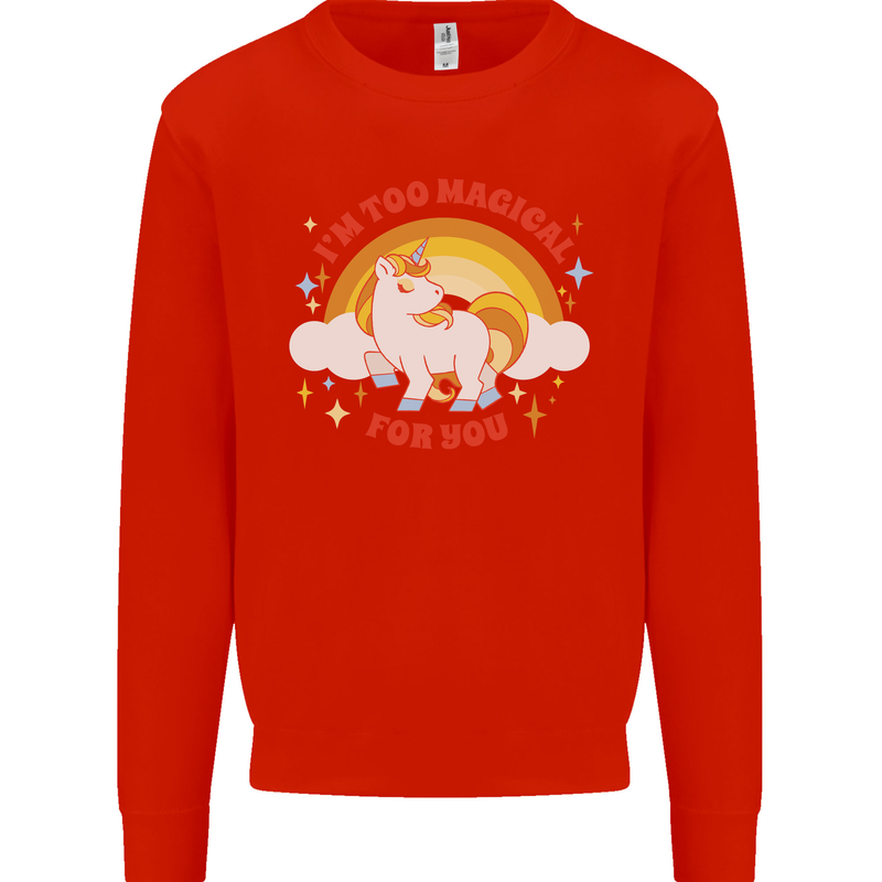 Unicorn Im Too Magical For You Mens Sweatshirt Jumper Bright Red