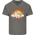 Unicorn Im Too Magical For You Mens V-Neck Cotton T-Shirt Charcoal