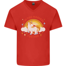 Unicorn Im Too Magical For You Mens V-Neck Cotton T-Shirt Red