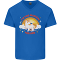 Unicorn Im Too Magical For You Mens V-Neck Cotton T-Shirt Royal Blue