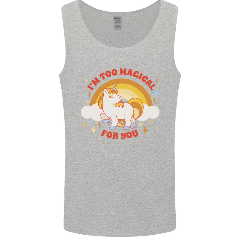 Unicorn Im Too Magical For You Mens Vest Tank Top Sports Grey