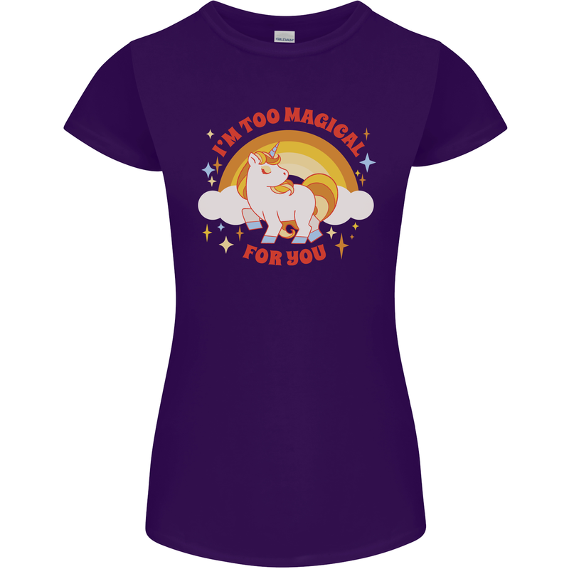 Unicorn Im Too Magical For You Womens Petite Cut T-Shirt Purple