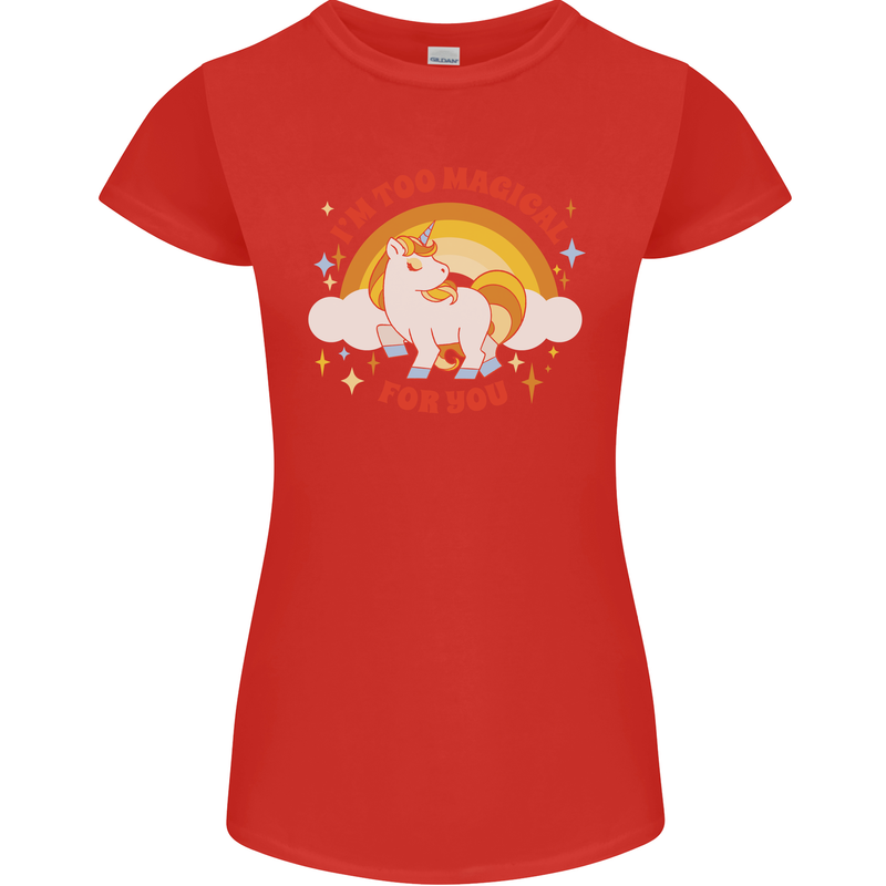 Unicorn Im Too Magical For You Womens Petite Cut T-Shirt Red
