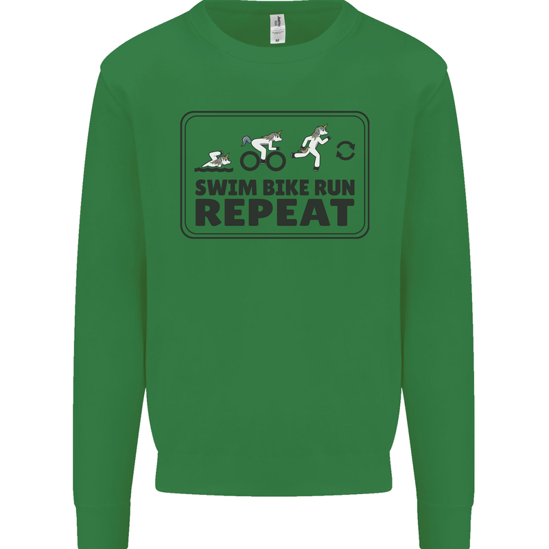 Unicorn Triathlon Running Swimming Cycling Kids Sweatshirt Jumper Irish Green
