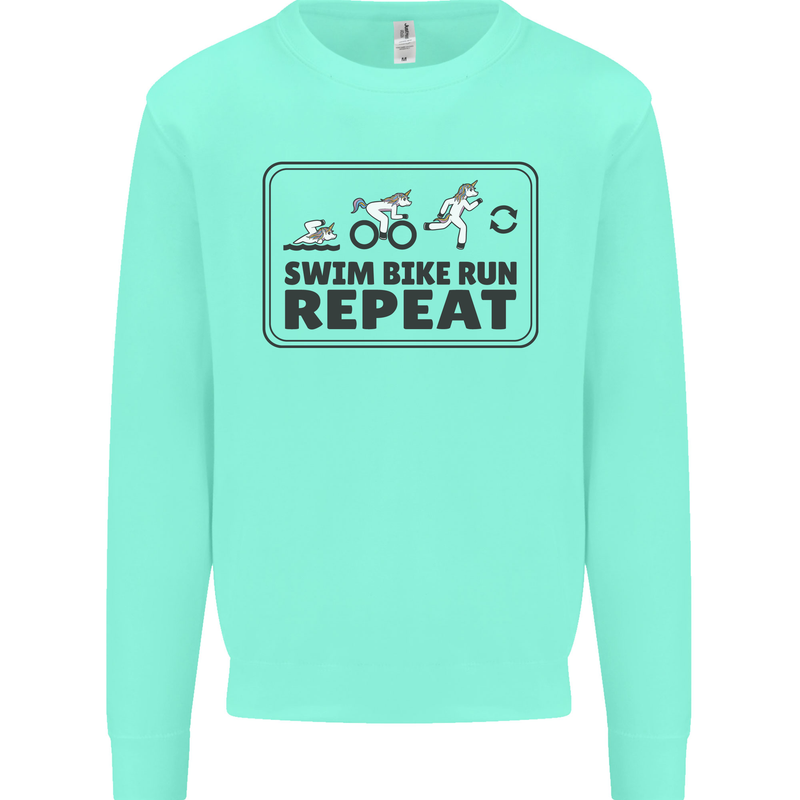 Unicorn Triathlon Running Swimming Cycling Kids Sweatshirt Jumper Peppermint