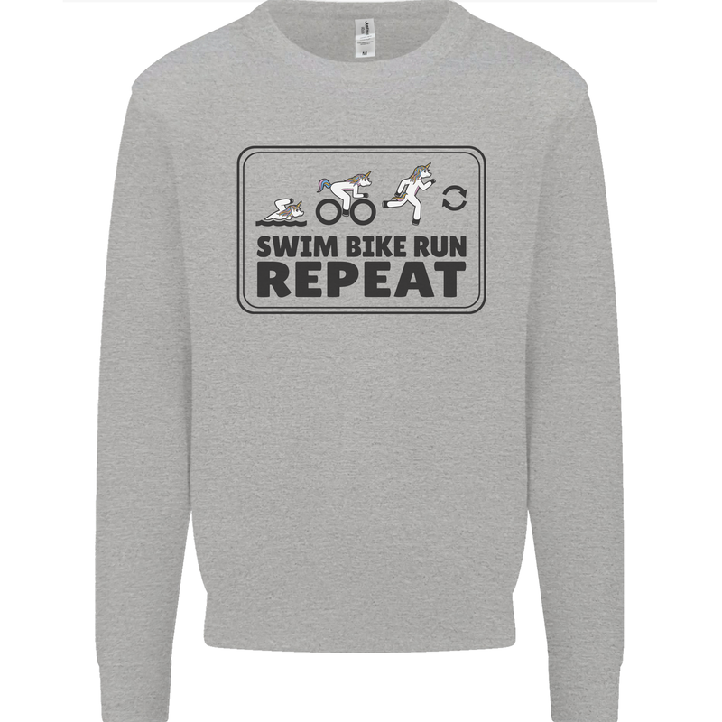 Unicorn Triathlon Running Swimming Cycling Kids Sweatshirt Jumper Sports Grey