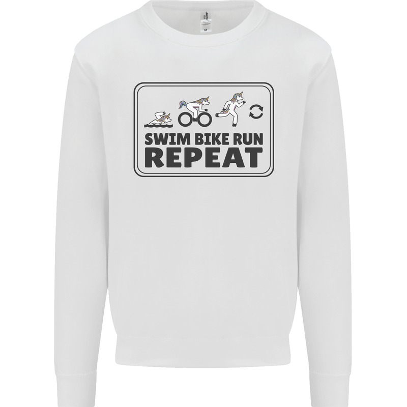 Unicorn Triathlon Running Swimming Cycling Kids Sweatshirt Jumper White