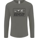 Unicorn Triathlon Running Swimming Cycling Mens Long Sleeve T-Shirt Charcoal