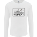 Unicorn Triathlon Running Swimming Cycling Mens Long Sleeve T-Shirt White