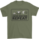 Unicorn Triathlon Running Swimming Cycling Mens T-Shirt 100% Cotton Military Green