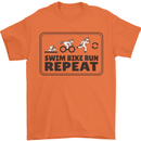 Unicorn Triathlon Running Swimming Cycling Mens T-Shirt 100% Cotton Orange