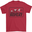 Unicorn Triathlon Running Swimming Cycling Mens T-Shirt 100% Cotton Red