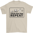 Unicorn Triathlon Running Swimming Cycling Mens T-Shirt 100% Cotton Sand