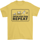 Unicorn Triathlon Running Swimming Cycling Mens T-Shirt 100% Cotton Yellow